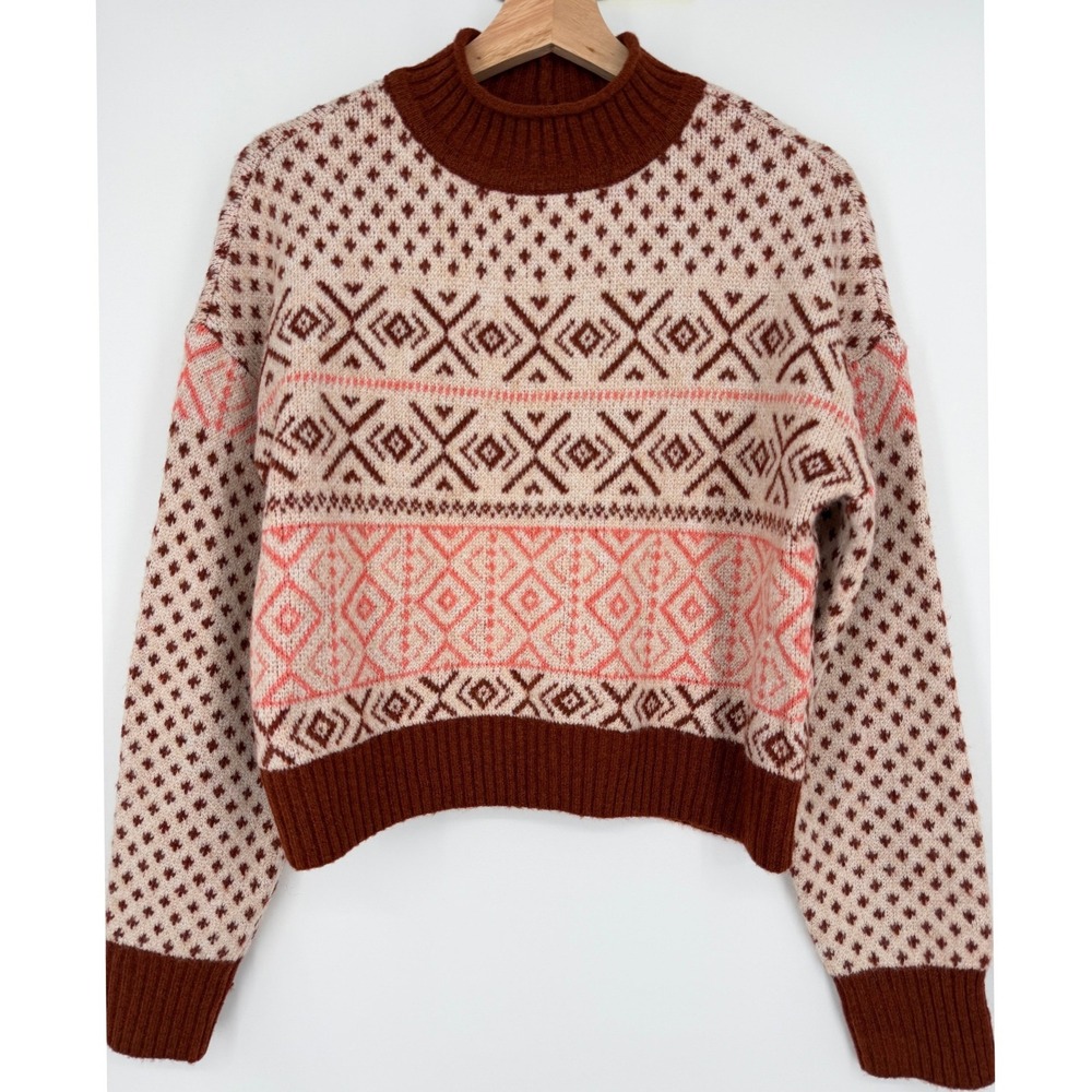 New American Eagle‎ Crop Retro Fair Isle Sweater Size S